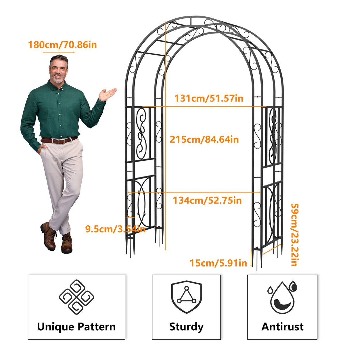 Heavy Duty Metal Garden Arbor Trellis Plant Arch Frame