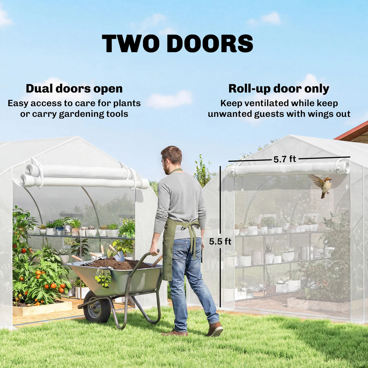 Outsunny Walk In Tunnel Greenhouse Portable Outdoor Garden Hoop House