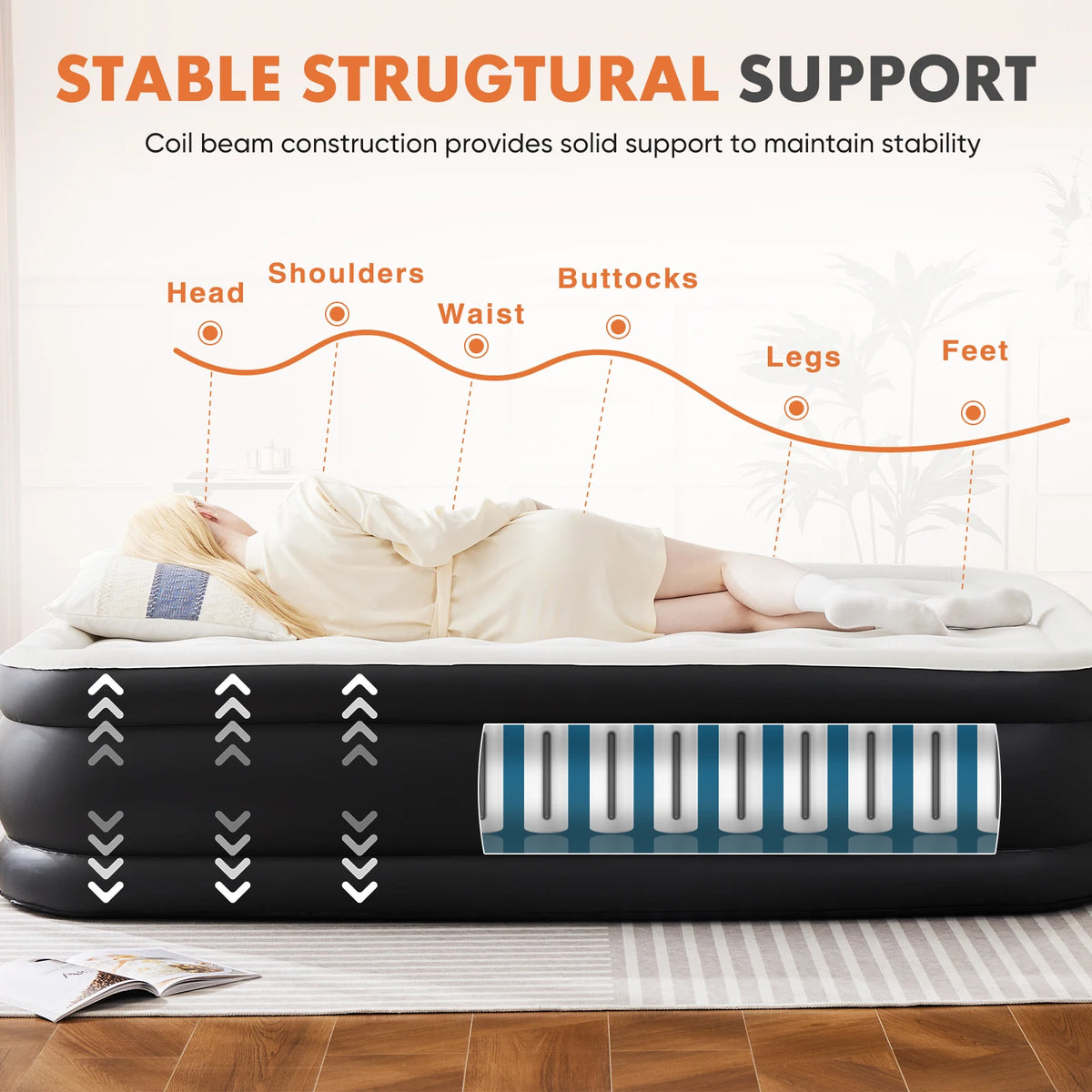 JHK Premium Thick Air Mattress For Comfortable Indoor Use