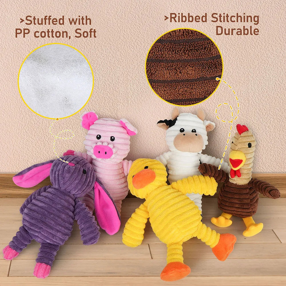 Premium Plush Squeaky Dog Toys Pet Chew Play Bundle