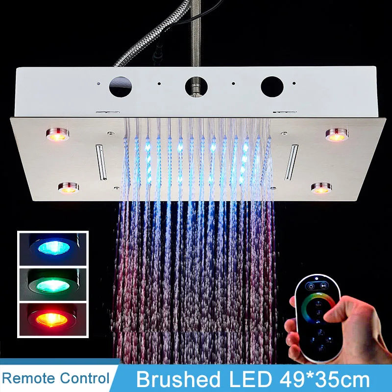 Shinesia Square LED Rainfall Shower Head Color Changing Lights