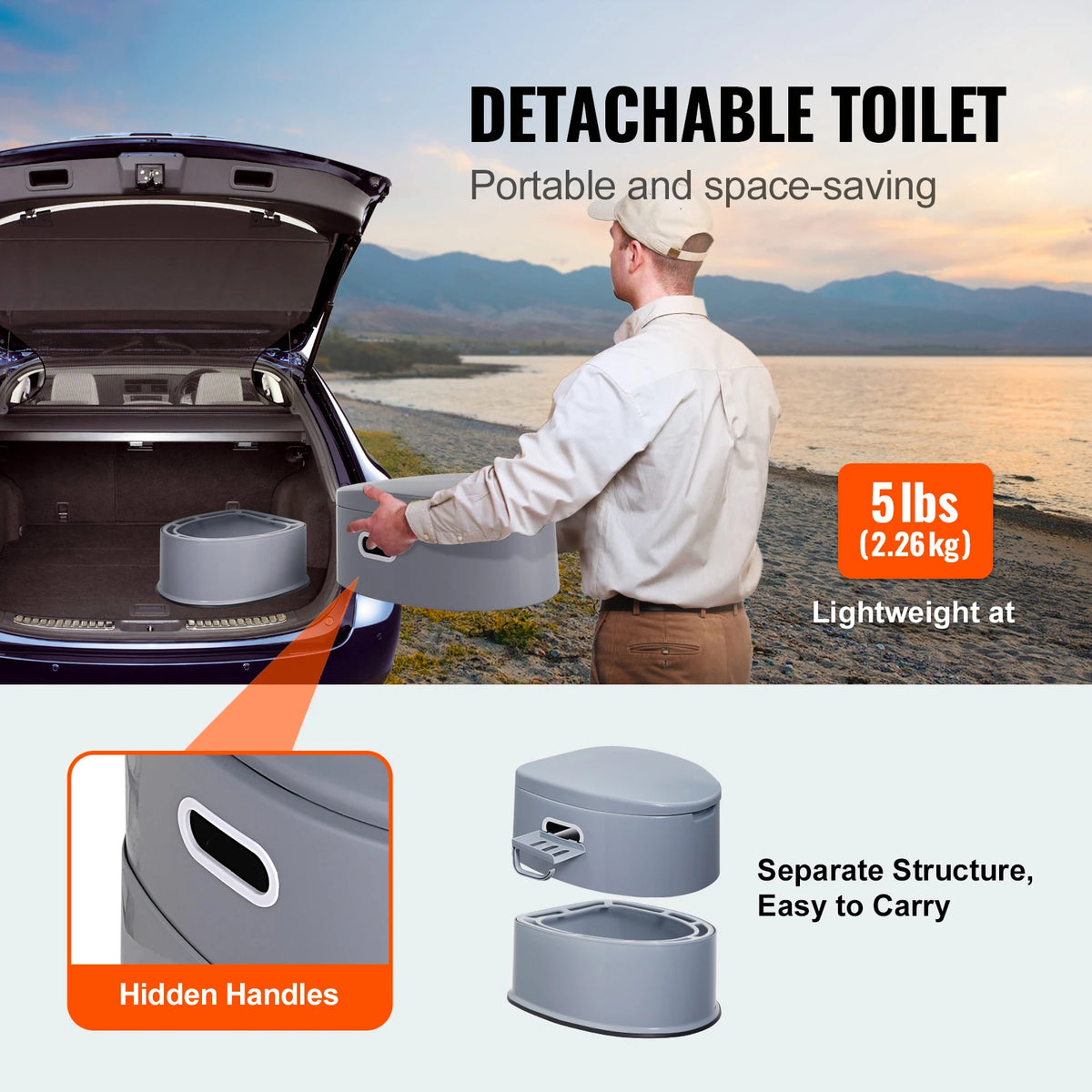 SucceBuy Portable Camping Toilet With Detachable Bucket For Travel