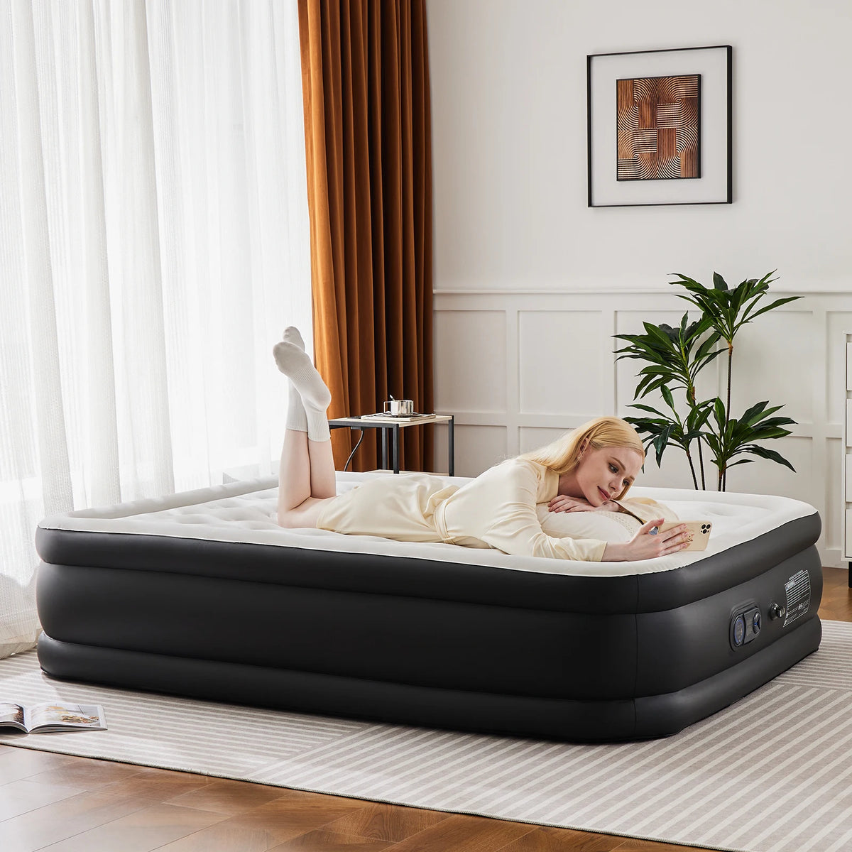 JHK Premium Thick Air Mattress For Comfortable Indoor Use