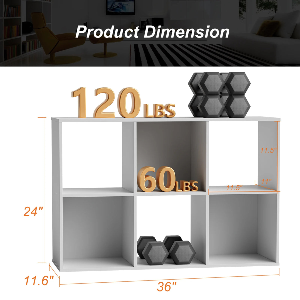 MCQ 6-Tier Wooden Bookcase With Removable Panels For Living Room