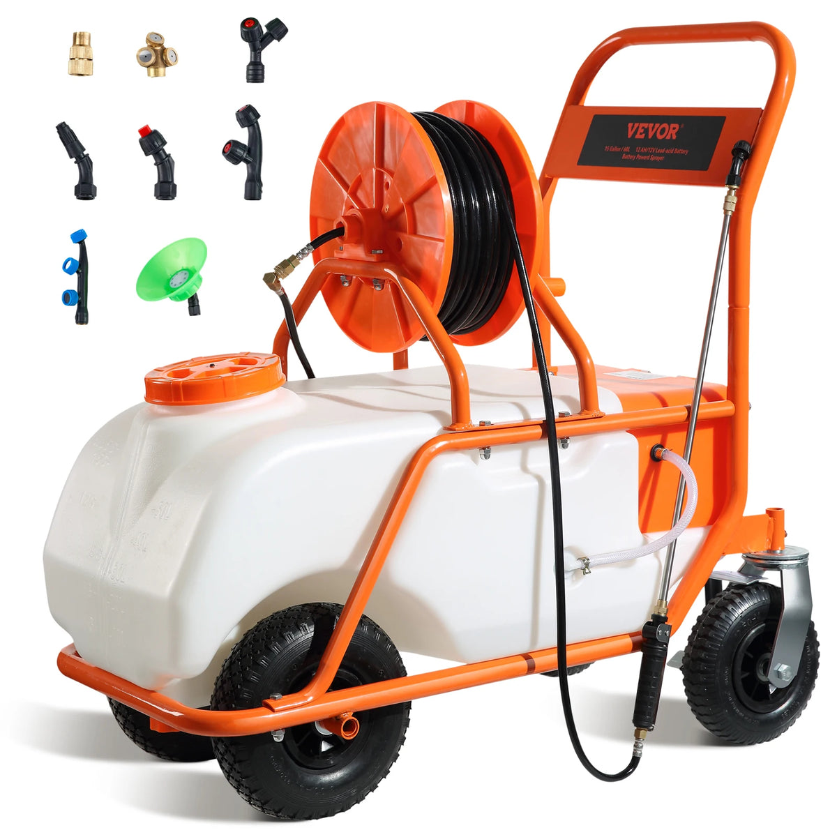 SucceBuy Battery Powered 15 Gal Garden Weed Sprayer Wheeled Cart
