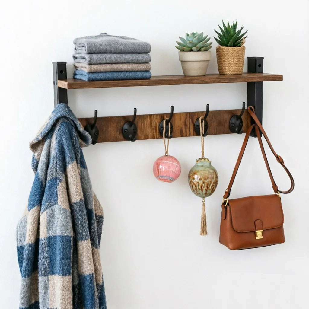 Wall Mounted Storage Rack With Mounting Hardware For Home Organization