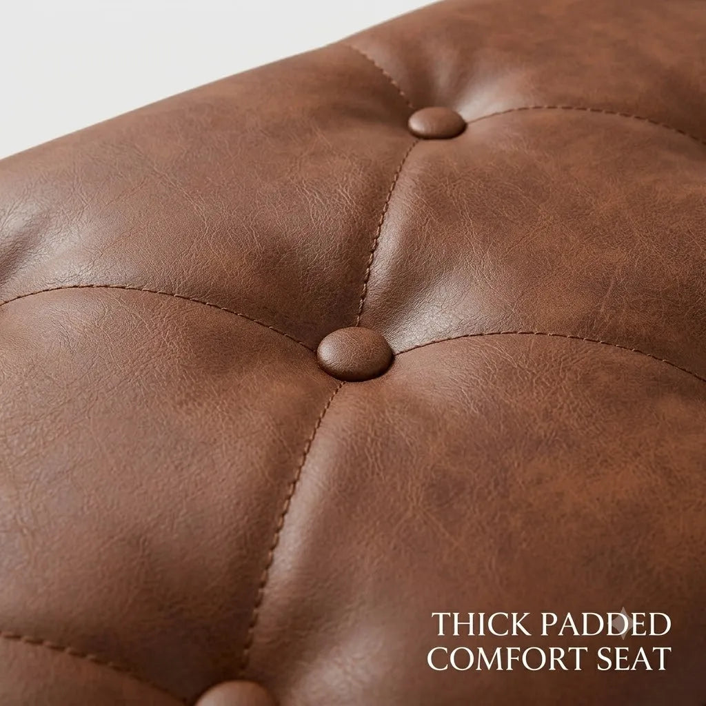 Tufted PU Leather Storage Ottoman Bench With Hidden Compartment