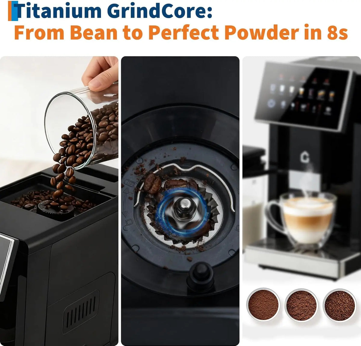 Acekool Automatic Espresso Maker With Grinder And Milk Frother