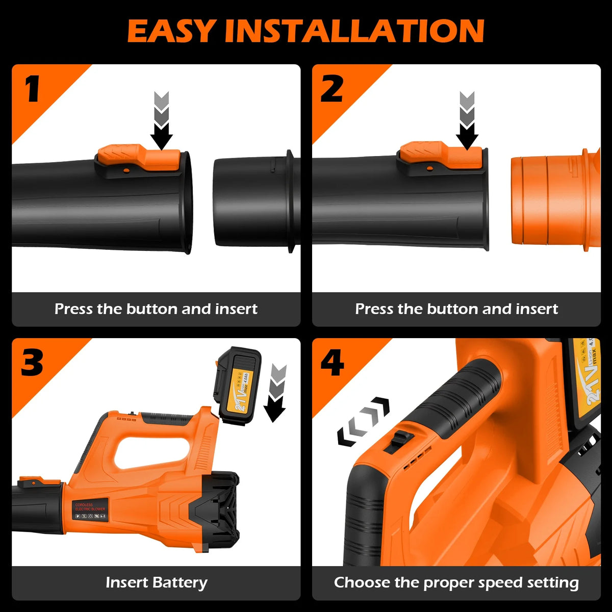Cordless Electric Leaf Blower With Brushless Motor And Dual Batteries