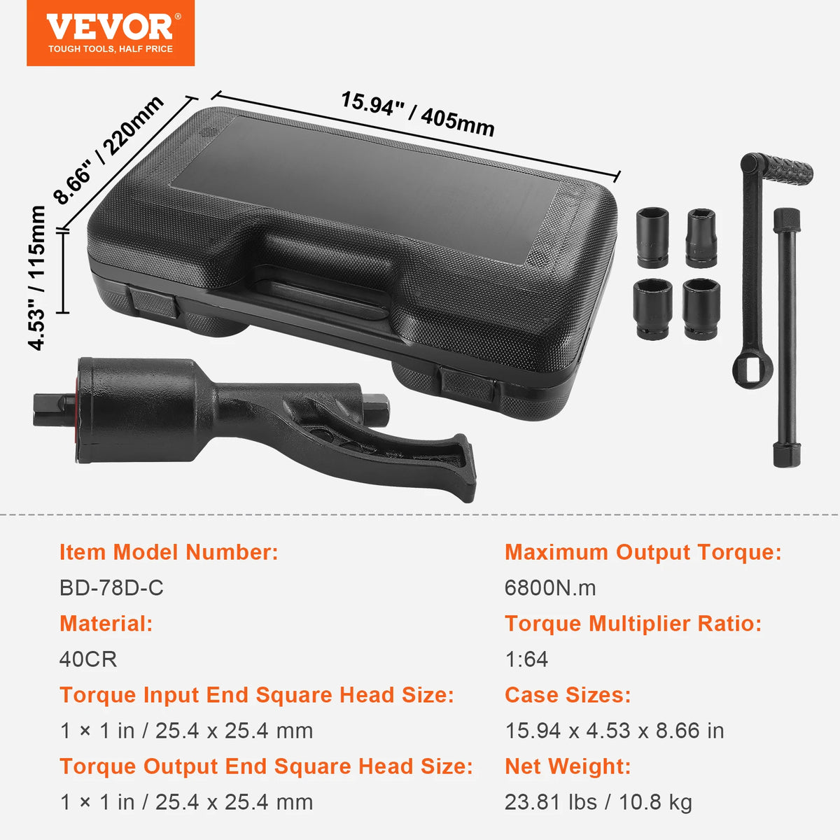 SucceBuy Alloy Steel Torque Multiplier Wrench Kit With Case