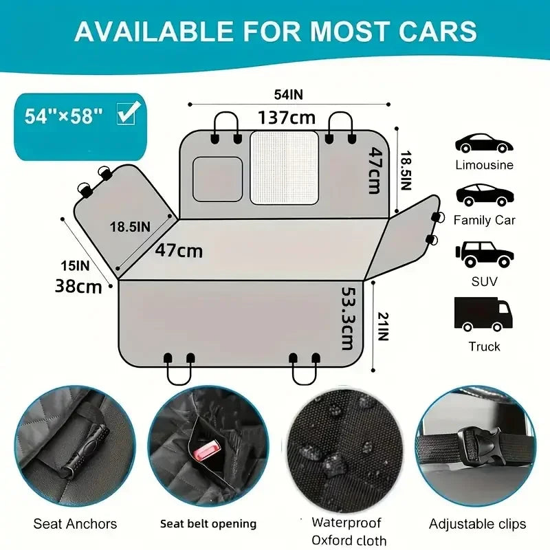 Durable Waterproof Pet Car Seat Cover Hammock For Vehicles