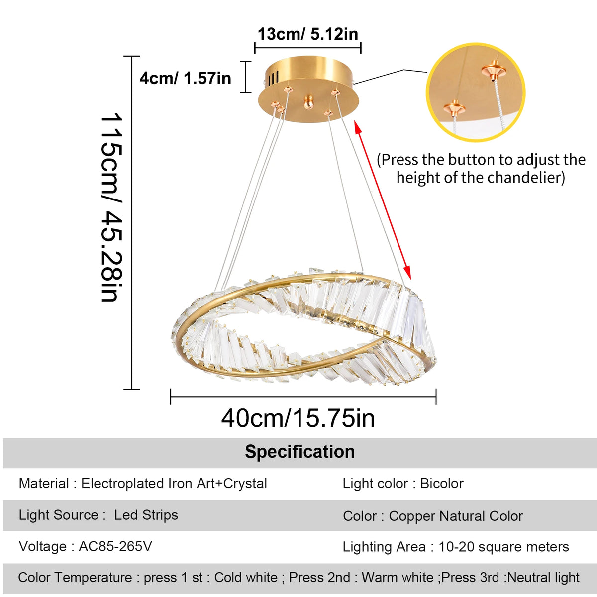 GreeLustr Modern LED Ring Pendant Chandelier For Living Room