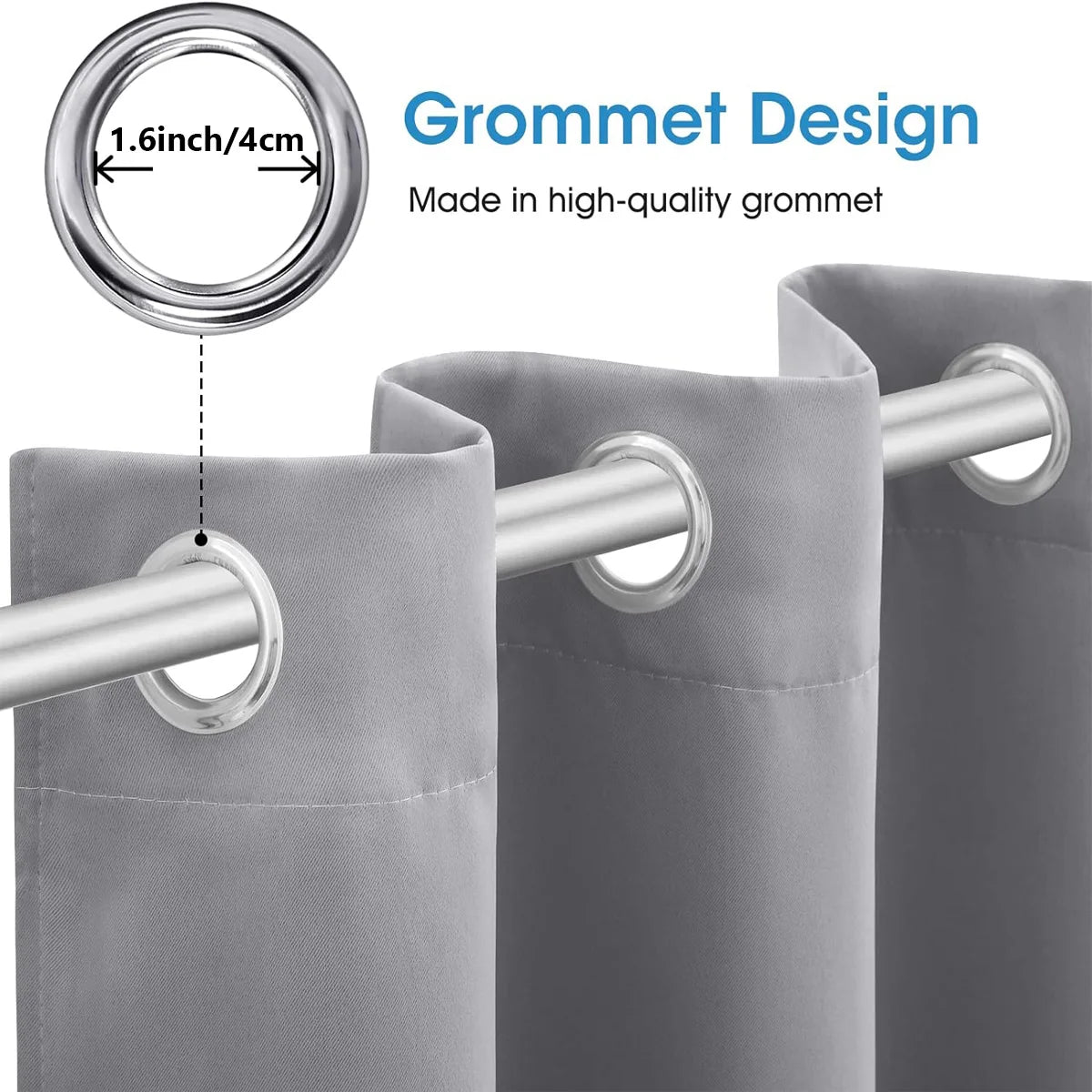 Heat Insulated Blackout Grommet Polyester Curtain Set