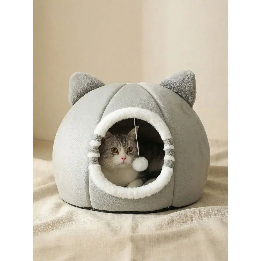 Washable Cat Bed Super Soft Kitten House With AntiSlip Bottom
