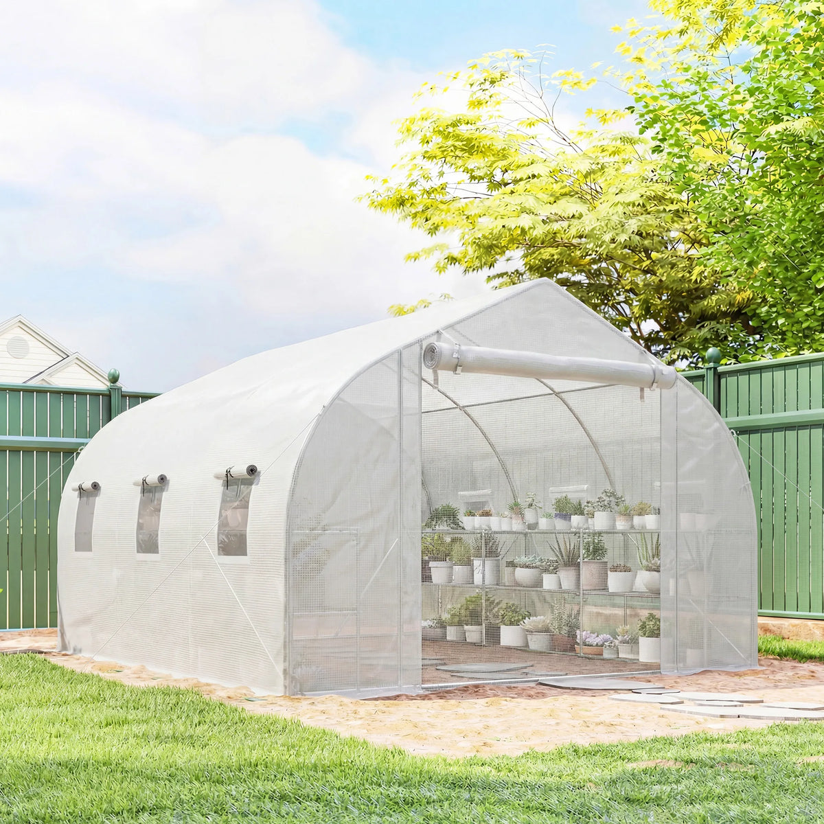 Outsunny Walk In Tunnel Greenhouse Portable Outdoor Garden Hoop House