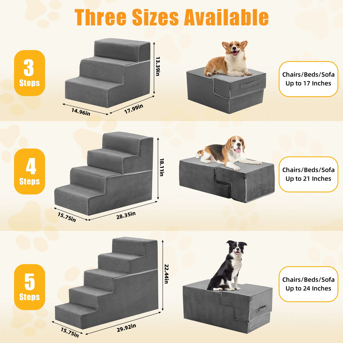 Non Slip Foam Dog Stair Ramp With Curved Indoor Steps