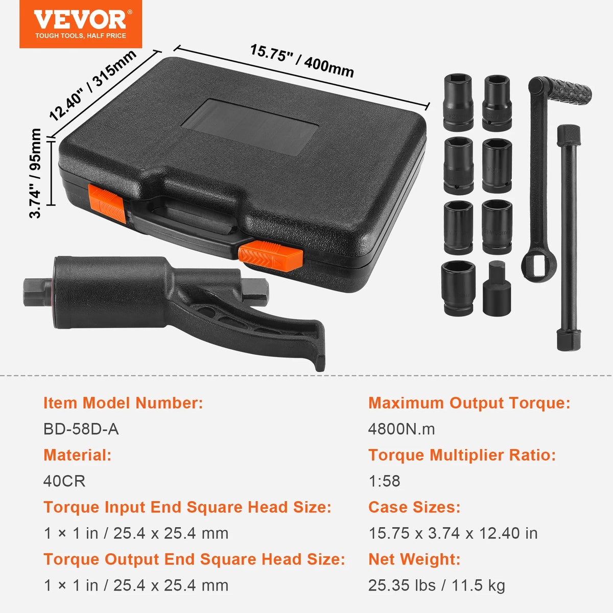 SucceBuy Alloy Steel Torque Multiplier Wrench Kit With Case