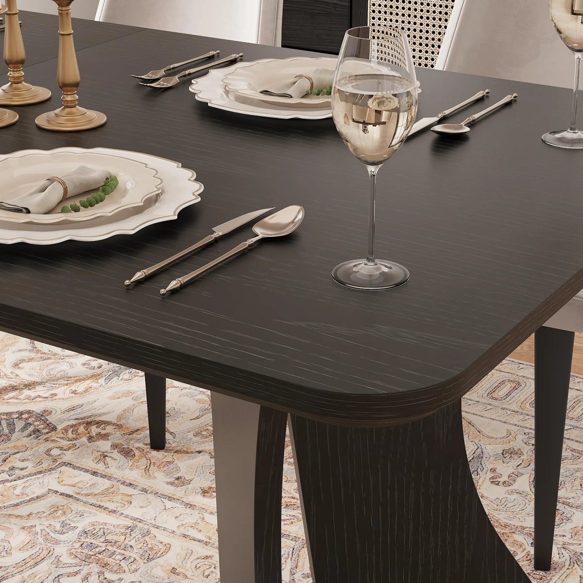 HiMISS Modern Rectangular Wood Dining Table With Antler Style Legs