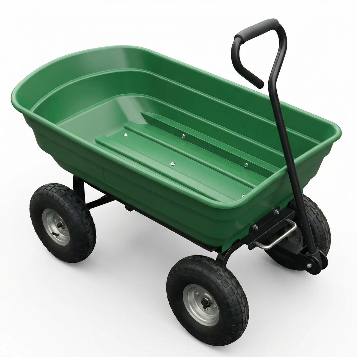 HiMISS Heavy Duty 4 Wheel Garden Dump Cart Poly Bed