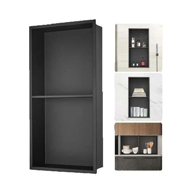 SucceBuy Recessed Stainless Steel Shower Niche With Double Storage Shelves