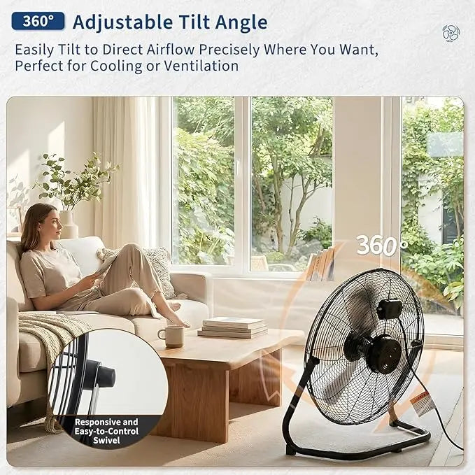 Acekool Heavy Duty Industrial Floor Fan With Adjustable Tilt