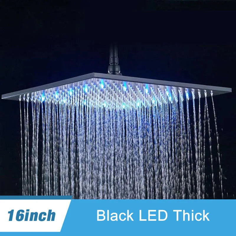 Shinesia Square LED Rainfall Shower Head Color Changing Lights
