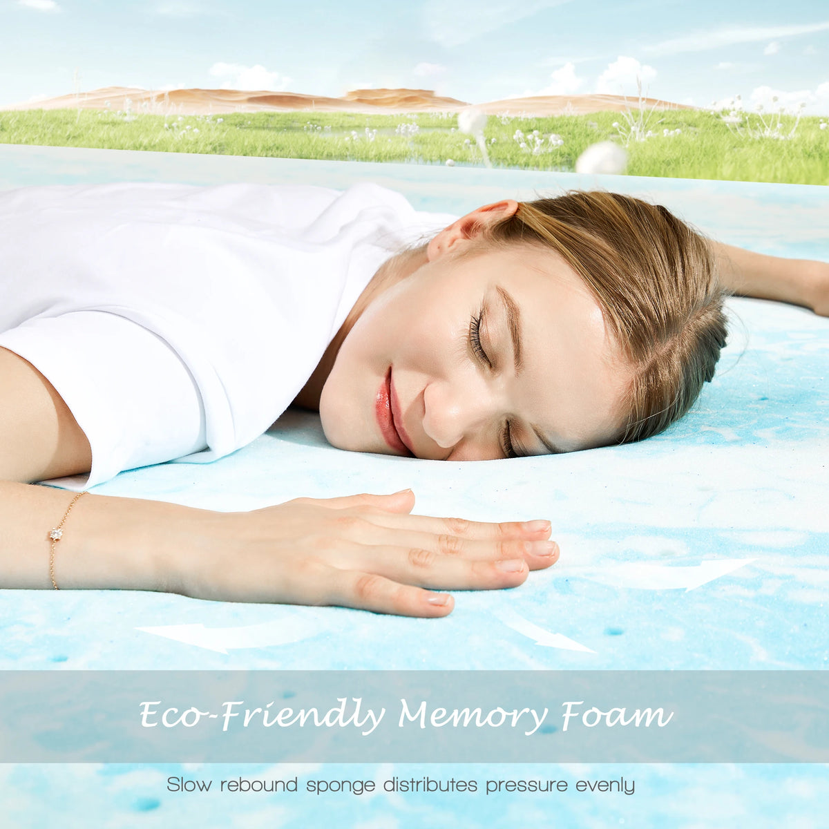 JHK Gel Memory Foam Mattress Topper Soft Cooling Breathable Support