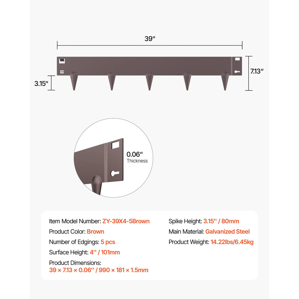 Rust Resistant Galvanized Steel Landscape Edging Border