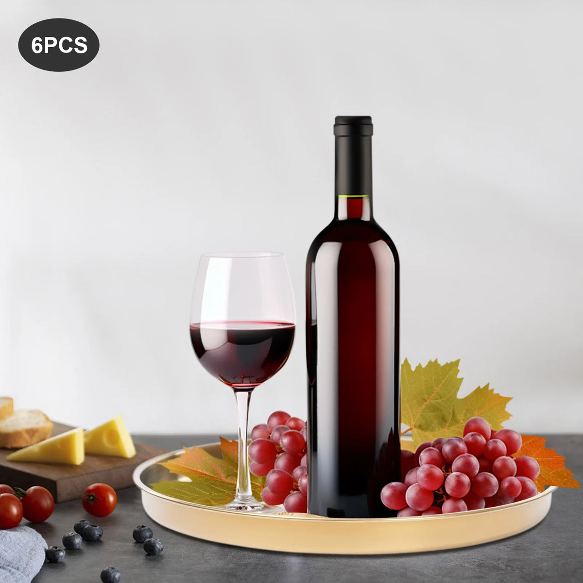 Bymaocar Round Stainless Steel Serving Trays For Home Decor