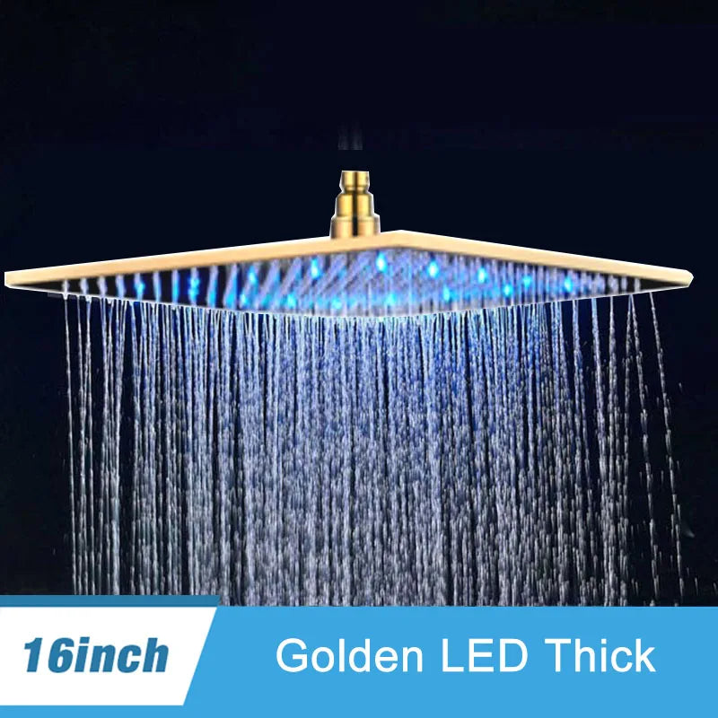 Shinesia Square LED Rainfall Shower Head Color Changing Lights