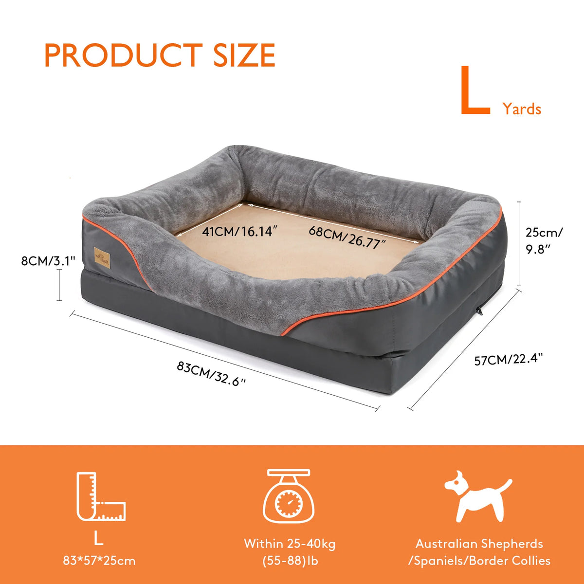 Bingopaw Comfy Dog Bed With Removable Washable Waterproof Cover
