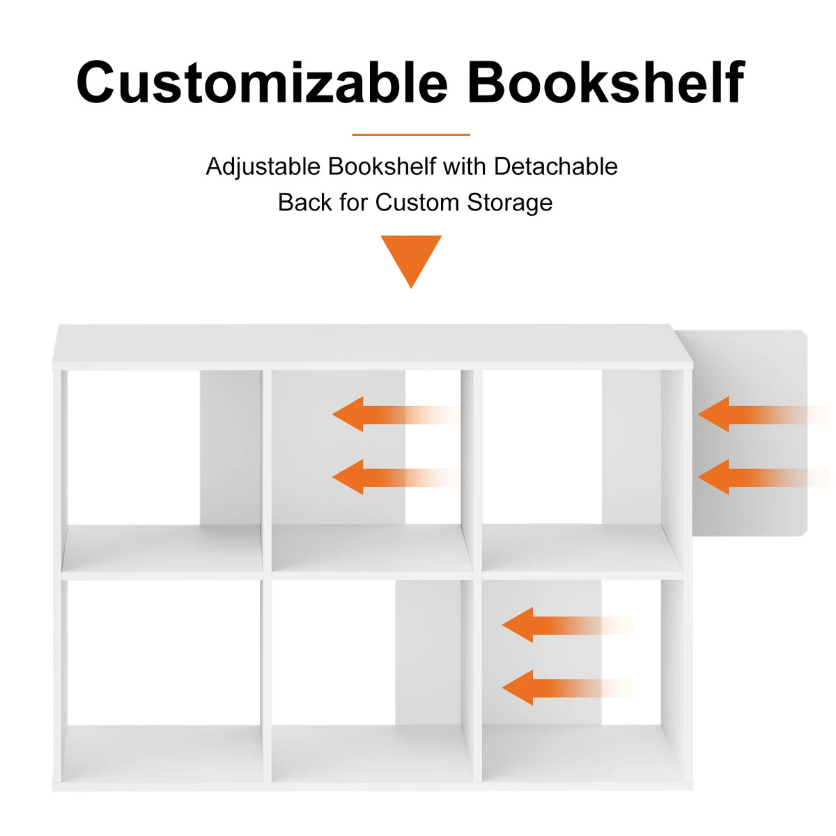 MCQ 6-Tier Wooden Bookcase With Removable Panels For Living Room