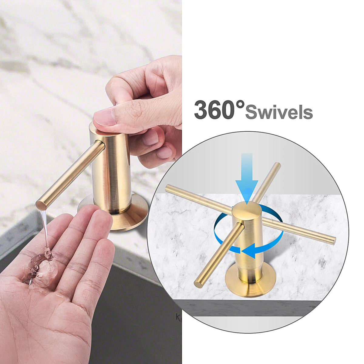 Brass Pump Liquid Soap Dispenser For Modern Kitchen Sink Storage