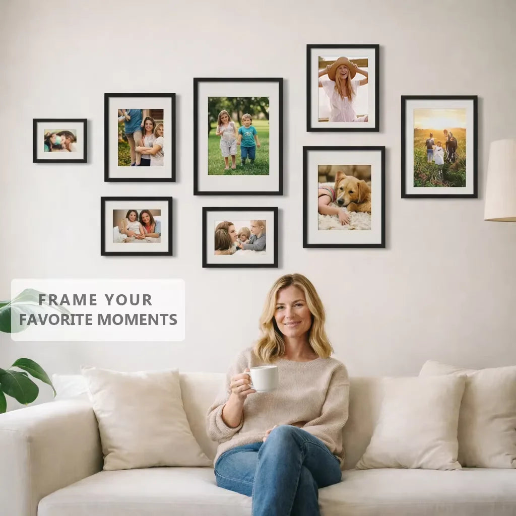 Minimalist Aluminum Picture Frames With Mat For Gallery Wall Art
