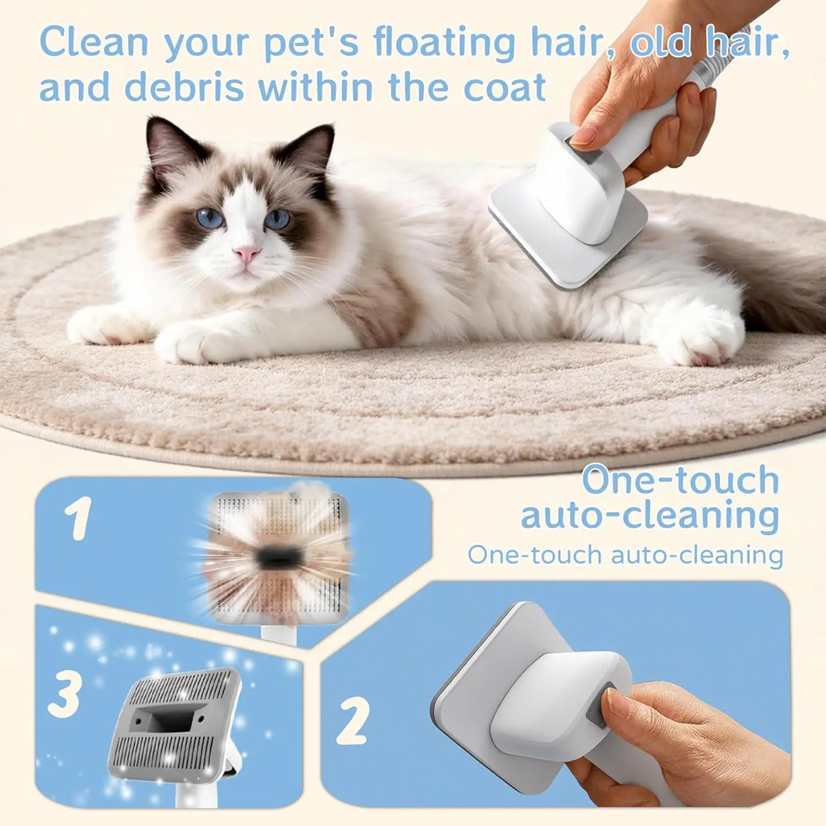 Professional Dog Grooming Vacuum Brush For Pet Hair Shedding