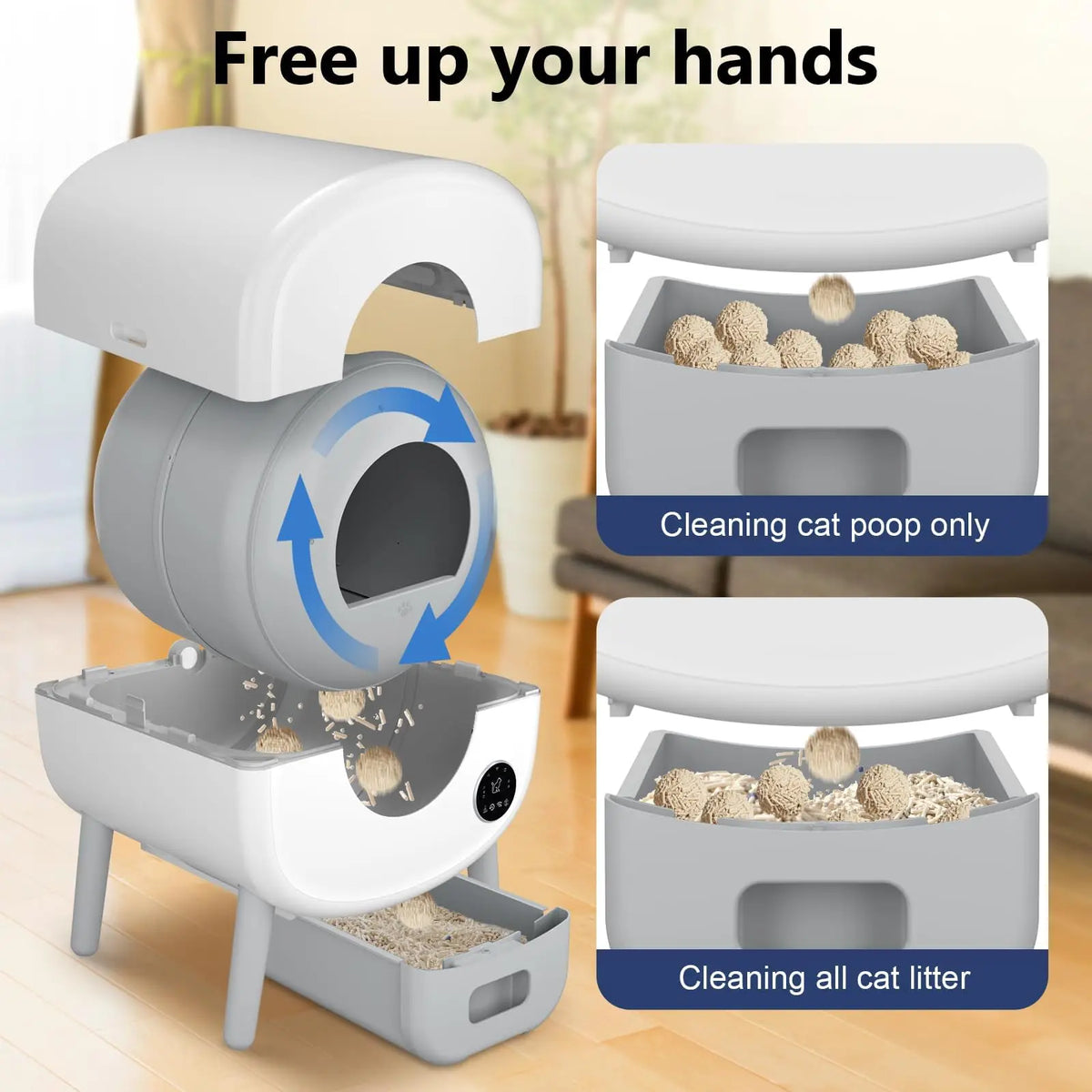 Automatic Smart App Controlled Cat Litter Box With Safety Sensors