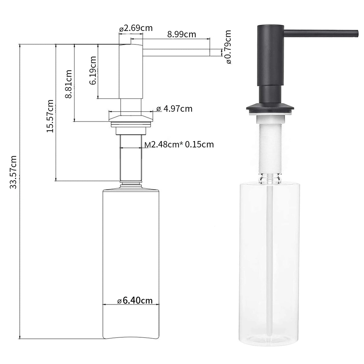 Brass Pump Liquid Soap Dispenser For Modern Kitchen Sink Storage