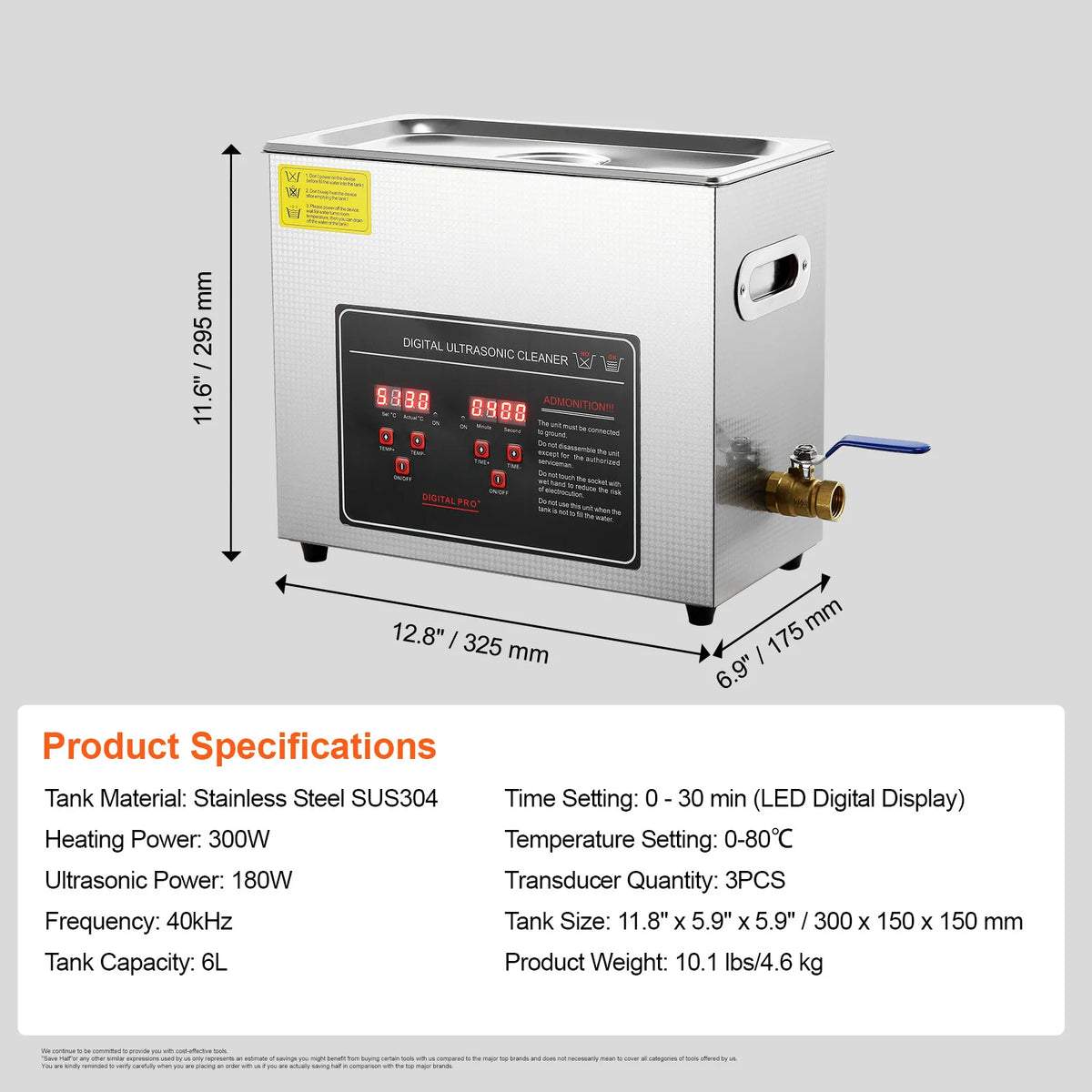 SucceBuy Stainless Steel Ultrasonic Cleaner With Digital Display