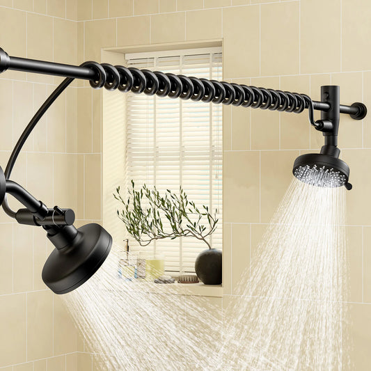 Dual High Pressure Shower Head With Adjustable Wall Mount Bracket