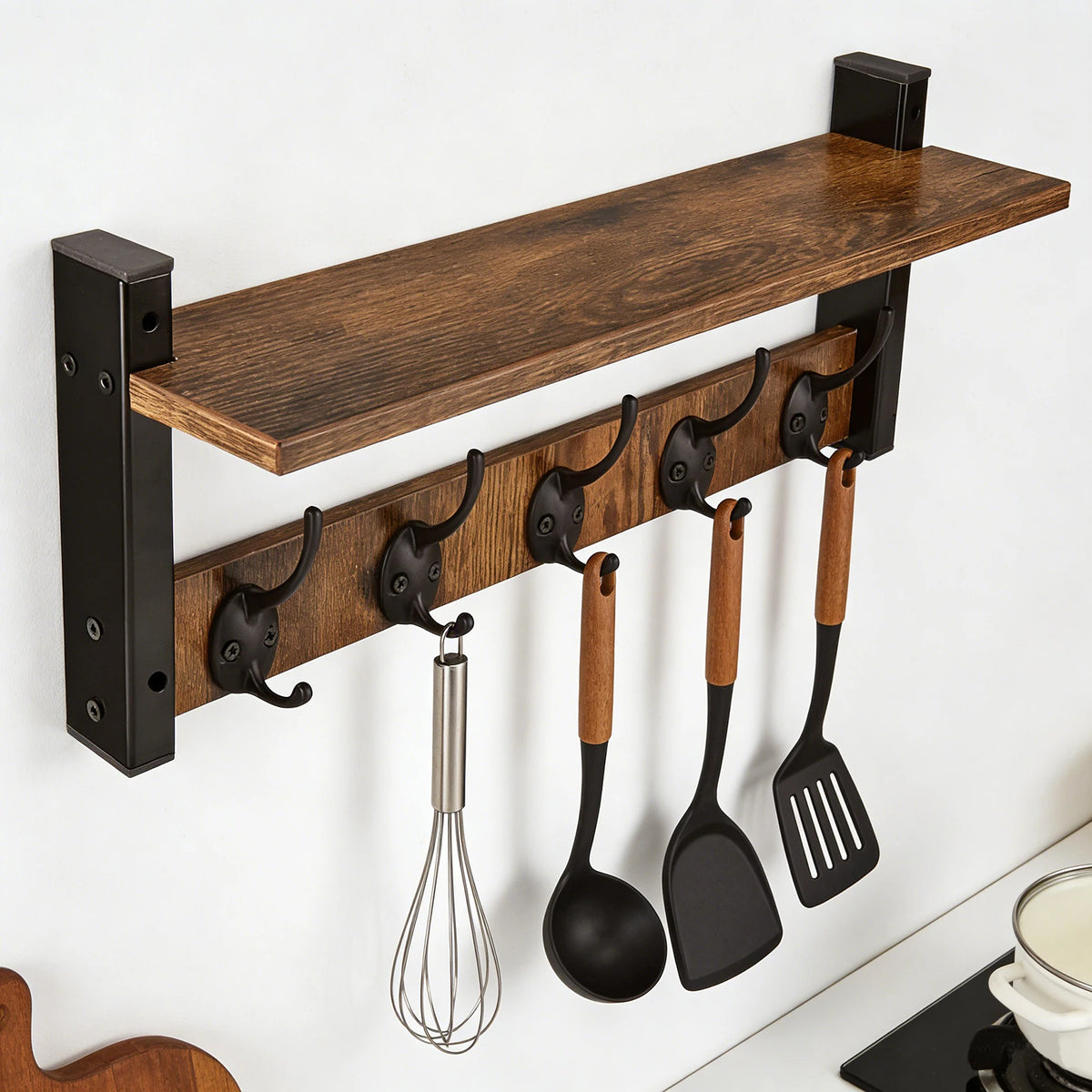 Wall Mounted Storage Rack With Mounting Hardware For Home Organization