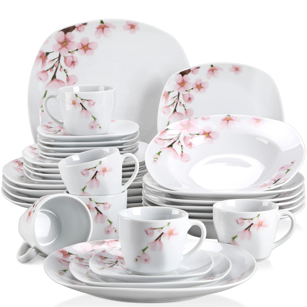 Malacasa Porcelain Floral Dinnerware Set For Elegant Dining