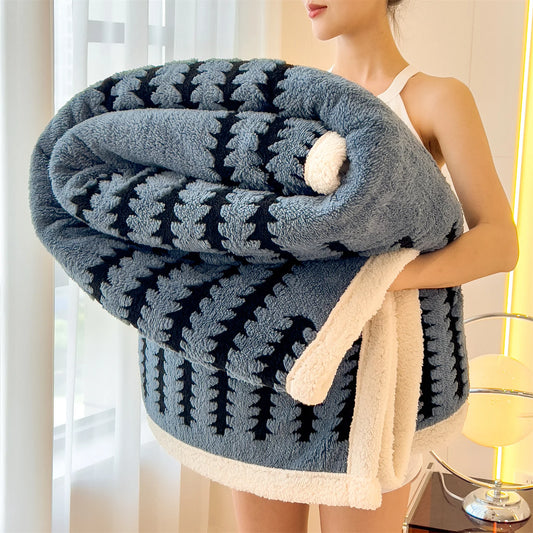 Ultra Soft Reversible Fluffy Sherpa Lined Coral Fleece Blanket