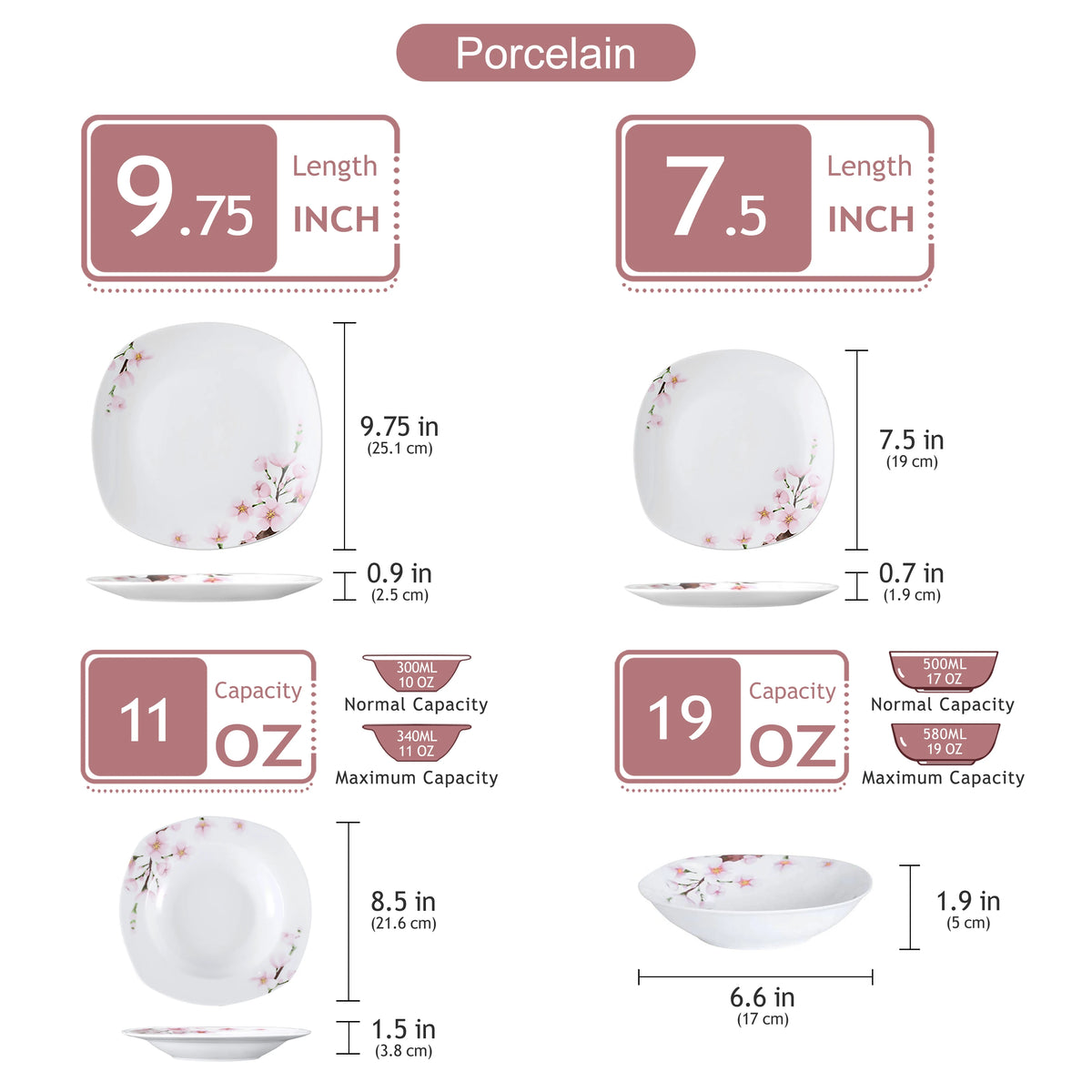 Malacasa Porcelain Floral Dinnerware Set For Elegant Dining