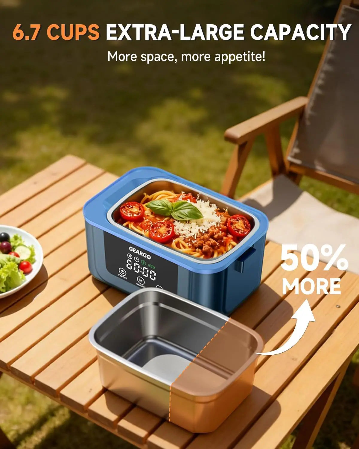 Cordless Electric Heated Lunch Box With Portable Rechargeable Battery