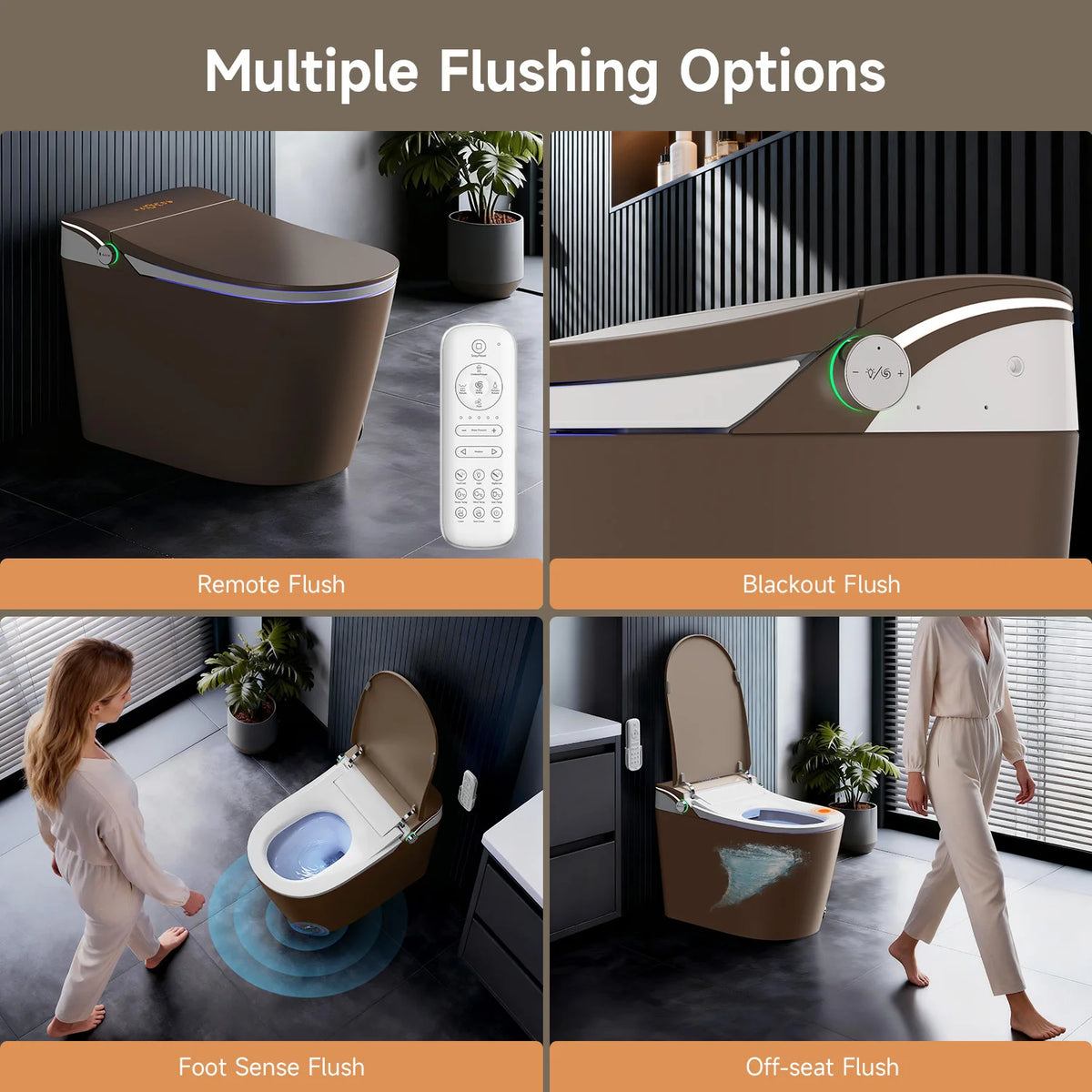 Wansid Smart Tankless Dual Flush Toilet With Heated Bidet Seat