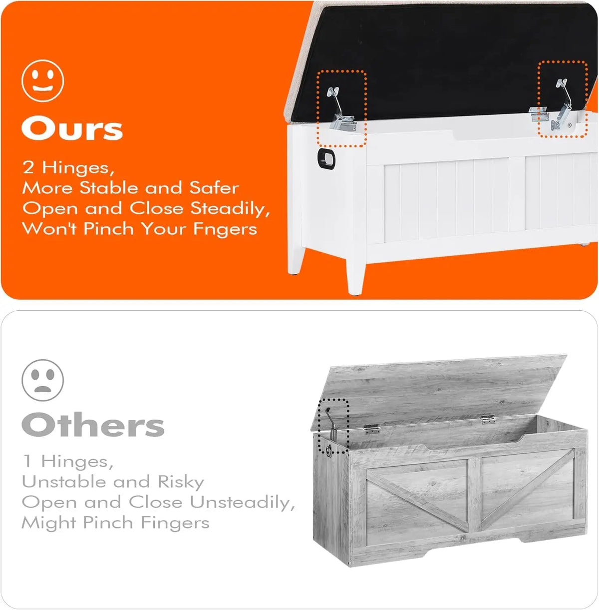 Gaomon Wooden Storage Bench With Cushioned Seat And Lid