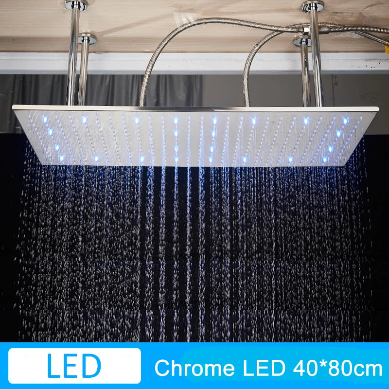 Shinesia Square LED Rainfall Shower Head Color Changing Lights