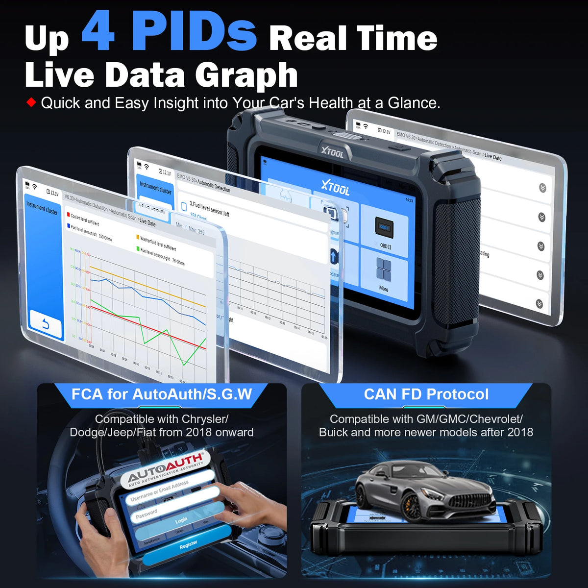 XTOOL D5S Auto OBD2 Scanner Featuring Complete System Reset Functions