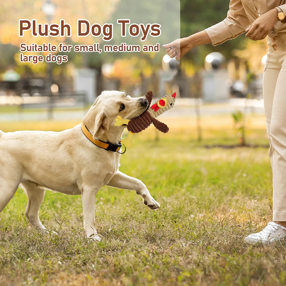 Premium Plush Squeaky Dog Toys Pet Chew Play Bundle