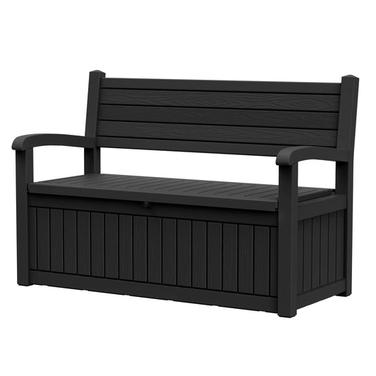 Outdoor Plastic Patio Bench With Built In Storage Compartment